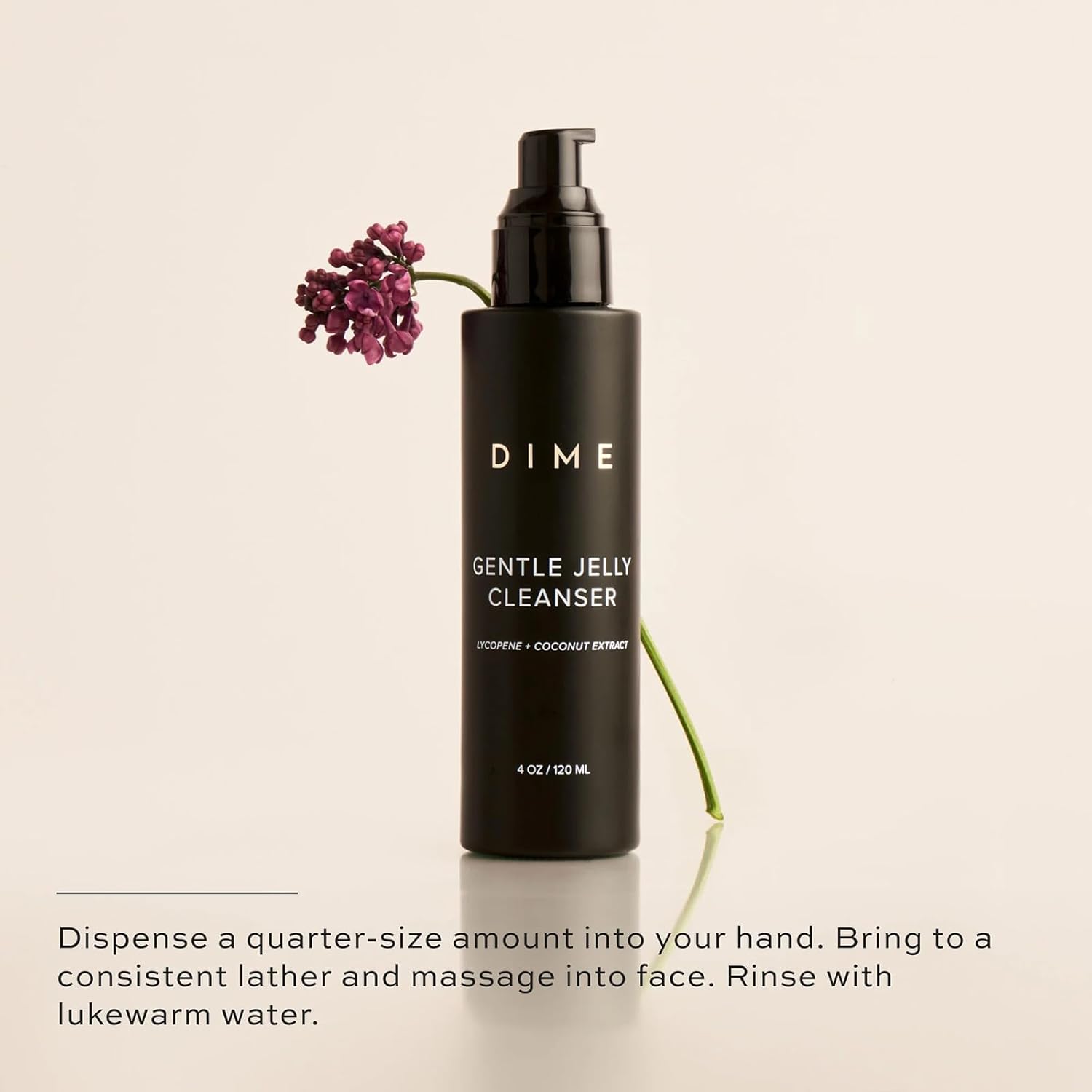 DIME Beauty Gentle Jelly Cleanser - Non-Foaming Hydrating Gel Face Wash and Makeup Remover with Vitamin E and Coconut, Sensitive and Oily Skin, Vegan, Cruelty-Free, 4 oz / 120 ml