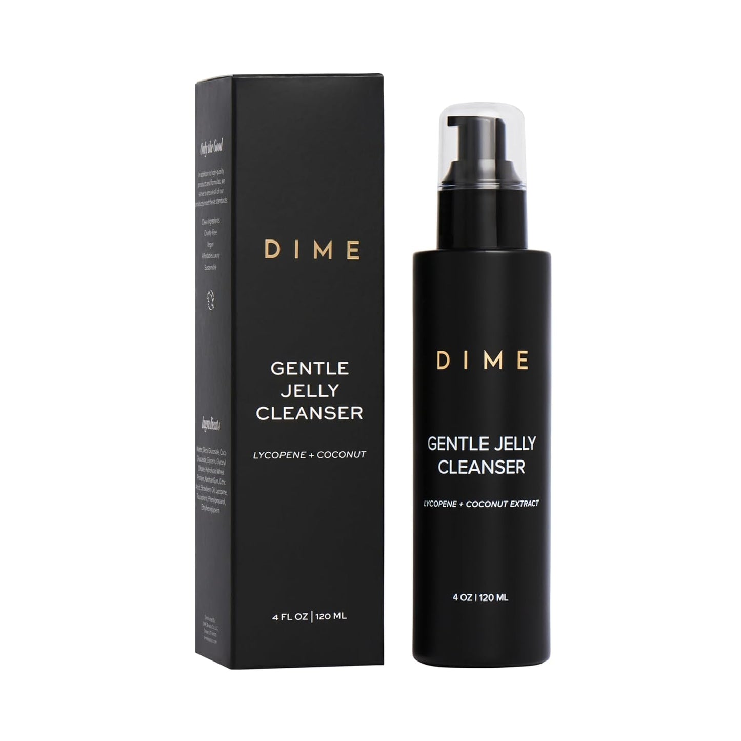 DIME Beauty Gentle Jelly Cleanser - Non-Foaming Hydrating Gel Face Wash and Makeup Remover with Vitamin E and Coconut, Sensitive and Oily Skin, Vegan, Cruelty-Free, 4 oz / 120 ml