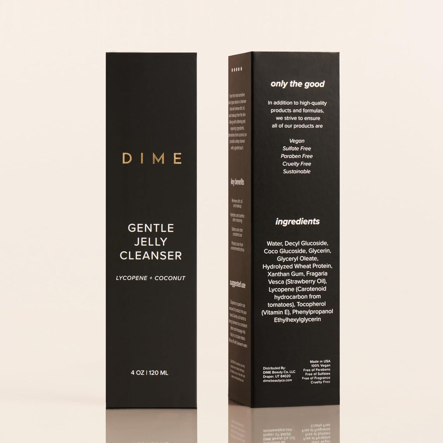 DIME Beauty Gentle Jelly Cleanser - Non-Foaming Hydrating Gel Face Wash and Makeup Remover with Vitamin E and Coconut, Sensitive and Oily Skin, Vegan, Cruelty-Free, 4 oz / 120 ml